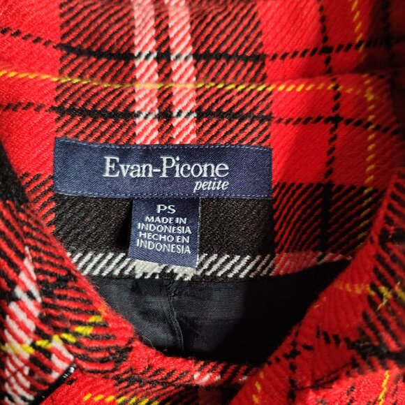 Evan Picone Blazer Womens Size Small Petite Red Tartan Wool Plaid Blazer - Picture 3 of 12